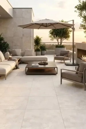 Dalle terrasse CROSS WHITE 100×100 effet pierre antidérapant R11 Nouvelle Collection